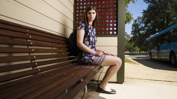 ANU student Nathalie Johnstone, who is concerned about the loss of an important bus service at ANU. 