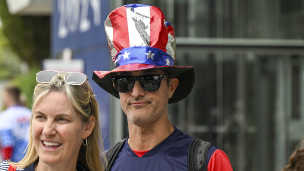 American supporters showing their colours at the Olympics in Paris.