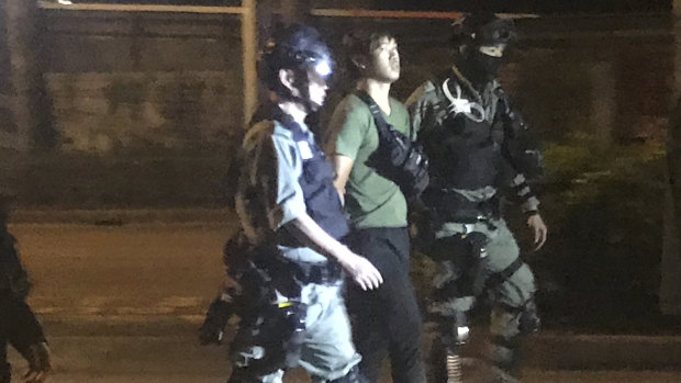 Protester arrested after trying to escape campus Tuesday evening.