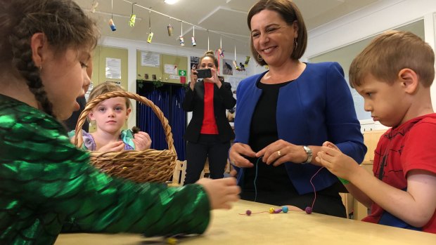 LNP leader Deb Frecklington announced a childcare policy on the Gold Coast.