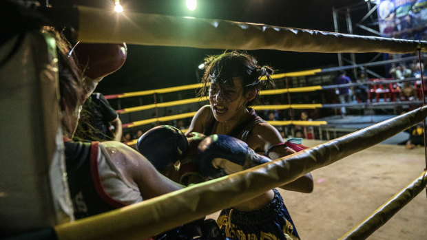 Supattra Inthirat, 12, known as Pancake, during the fight.