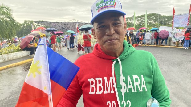 Arnold Napoles, 54, at the rally in Tagum City.
