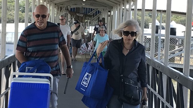 Moreton Bay island residents return from shopping trips to the mainland.