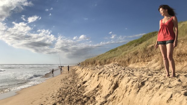 Senior CSIRO scientist Kathy McInnes at the site of erosion at Venus Bay. 