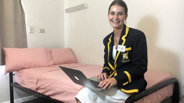 Ashleigh Hockings, 19, is one of the first women to be admitted into King's College at the University of Queensland. 