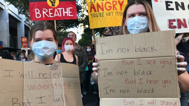 Avalon Hutchinson (right) and Stacey Moore say racism needs to be called out in Australia.