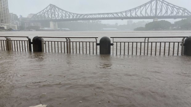 The Brisbane River broke its banks across the city.