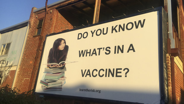 An anti-vaccination billboard.