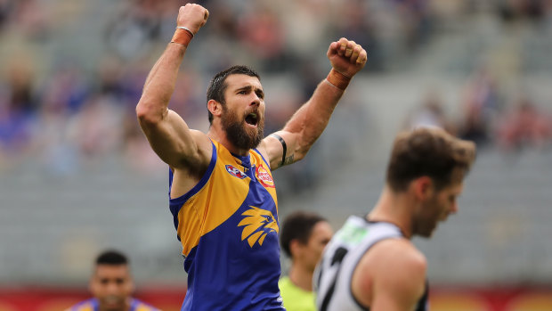 Forward march: Josh Kennedy starred for the Eagles in their big win over Collingwood at Optus Stadium in Perth.