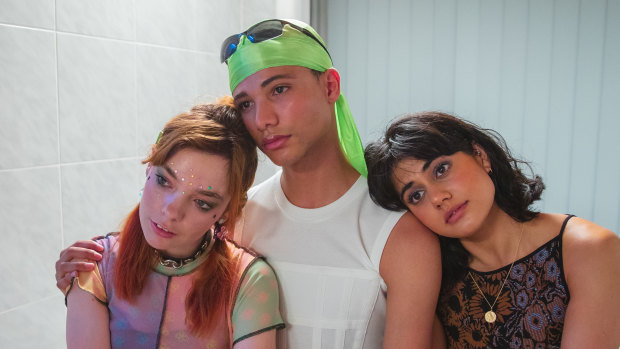 Nominated: James Majoos with <i>Heartbreak High</i> co-stars Chloe Hayden (left) and Ayesha Madon.