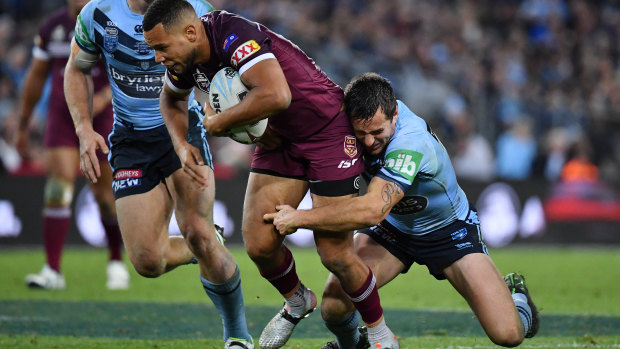 Moses Mbye tries to keep the Maroons' dream alive during Game 3.