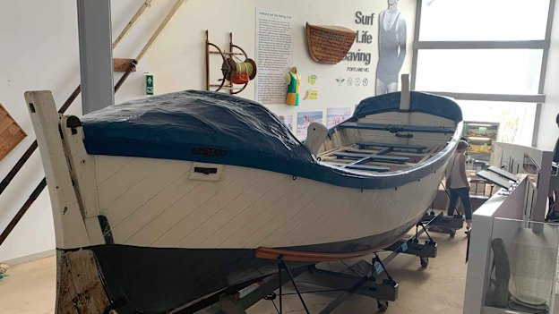 The lifeboat from 1859 on display at the Portland Maritime Discovery Centre. 