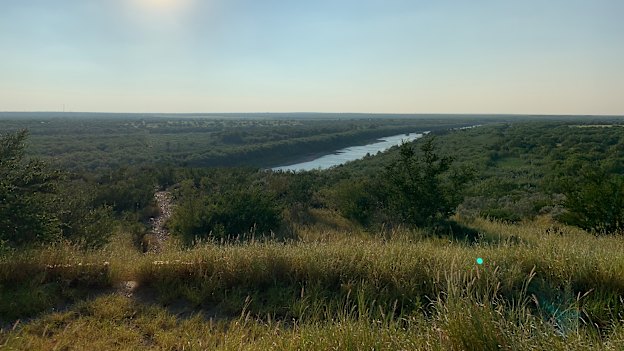 An untouched section of the Rio Grande river, which separates the US from Mexico.