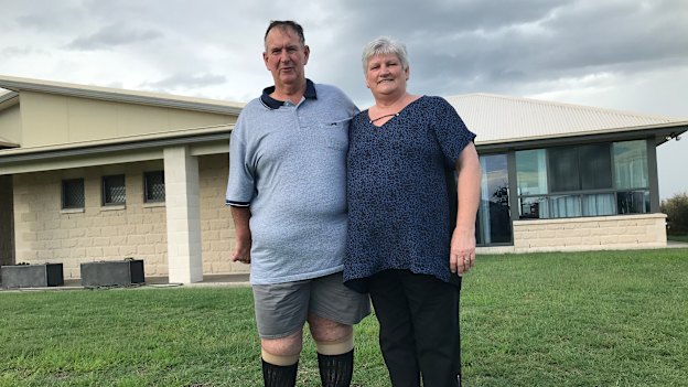 John and Kathy Mahon happy together in new Grantham, but with sober memories of the devastation of 2011.