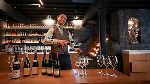 King and Godfree manager Emanuele Luzi in the cellar.