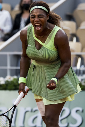 Serena Williams during her defeat at the French Open.