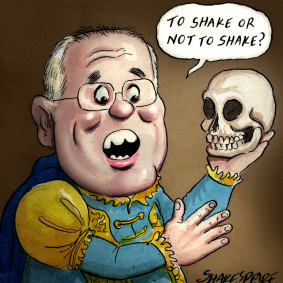 PM Scott Morrison. Illustration: John Shakespeare