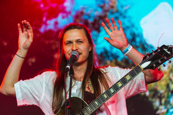 Surprise Chef’s bandleader, Lachlan Stuckey, at the 2022 Meredith Music Festival.