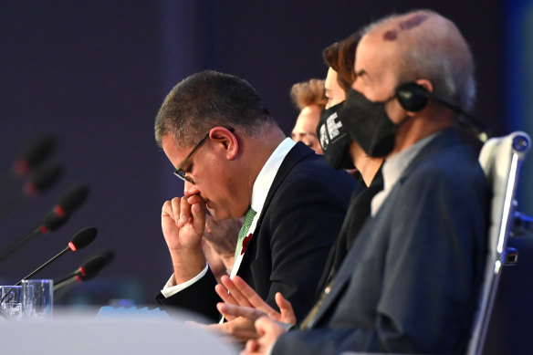 COP26 President Alok Sharma breaks down in tears after a last-minute change weakened the summit’s position on coal.
