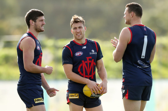 Melbourne players at training last year. 