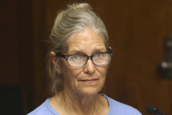 Leslie Van Houten attends her parole hearing at the California Institution for Women in 2017.