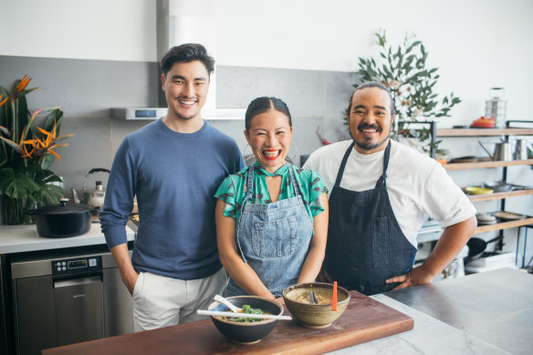 Remy Hii, Poh Ling Yeow and Adam Liaw in Adam and Poh’s Malaysia in Australia.