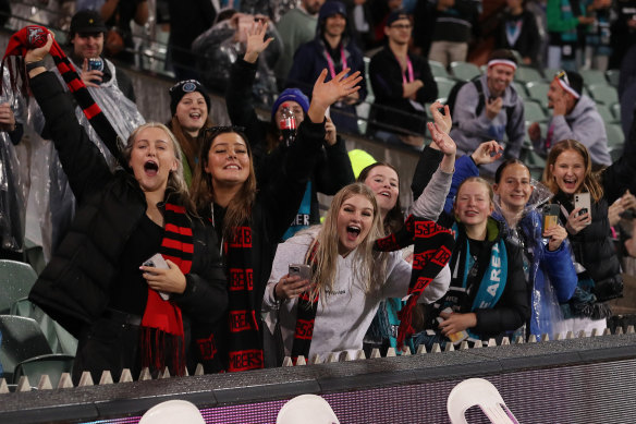 Fans at Saturday’s double-header at the Adelaide Oval.