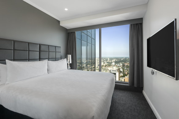 Expect spacious suites and views that soar over the city.