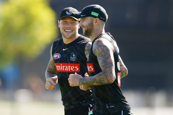 Jordan De Goey (left) is out of contract at the end of this season, and Jeremy Howe says his friend’s football is doing the talking.