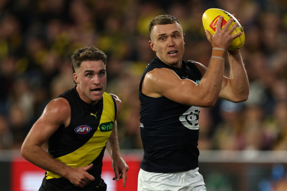 Patrick Cripps battled hard but his Blues played poorly.