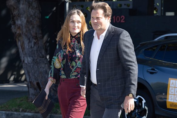 Siobhan McKenna and husband James Flintoft arrive for the Murdoch bash.