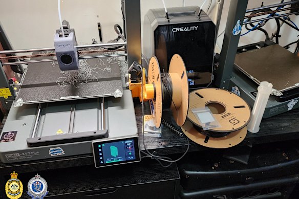 3D printers used to make illegal firearms were seized by police.