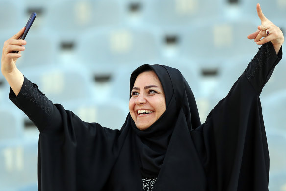 Enjoying the moment at the Iran match.
