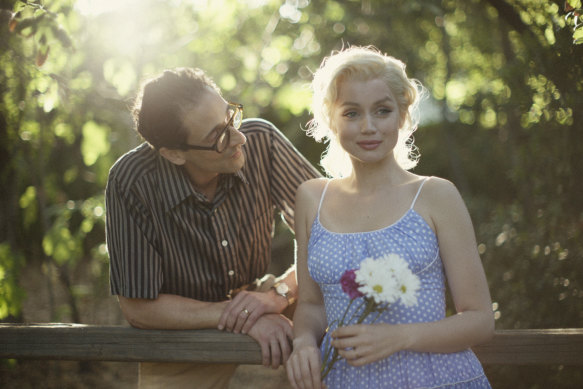 Adrien Brody as The Playwright (aka Arthur Miller), with Marilyn in a rare moment of contentment.