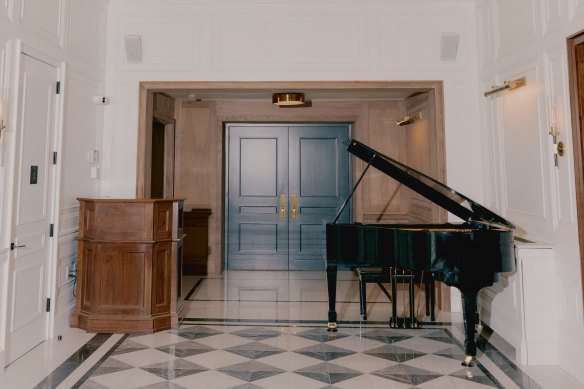 The lobby of the Frank E. Campbell funeral home.