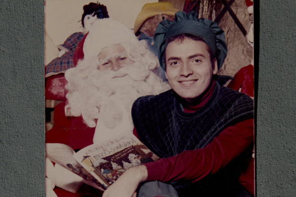 An old photo of Tom Andolora from his days as an elf at Macy’s Santaland in Manhattan.