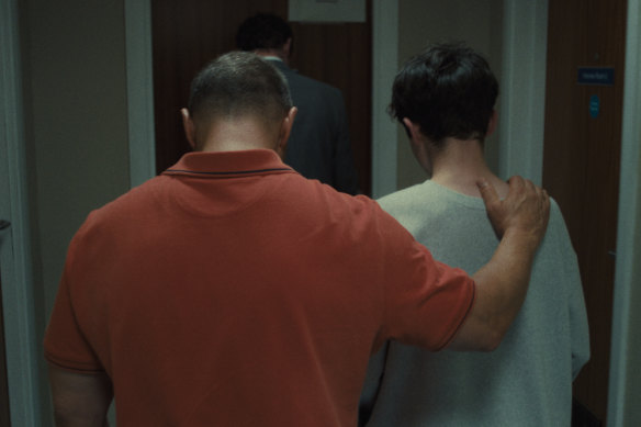 Stephen Graham as Eddie Miller and  Owen Cooper as his son Jamie in Adolescence.