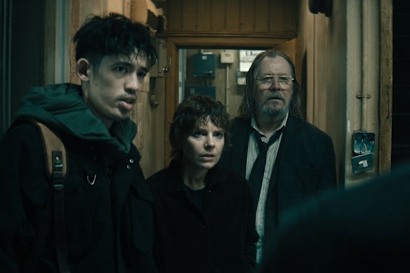 Slough House’s Roddy Ho (Christopher Chung), Shirley Dander (Aimee-Ffion Edwards) and Jackson Lamb (Gary Oldman). 