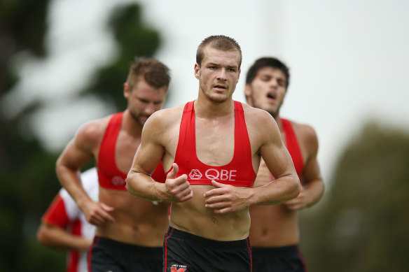 Brandon Jack during a Swans pre-season training session in 2005.