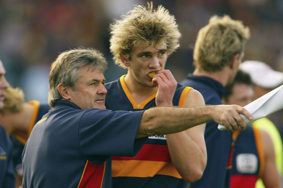 Fergus Watts, in 2004, when he played for the Adelaide Crows.