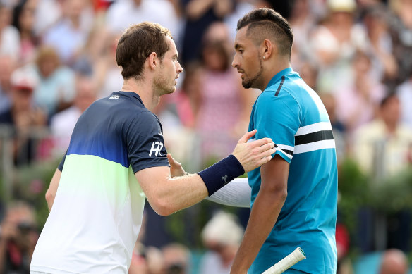 Andy Murray and Nick Kyrgios at a tournament in 2018 in London.