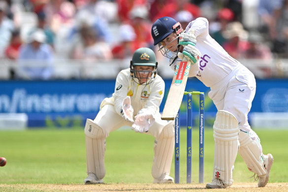 England batter Tammy Beaumont drives for runs during day 3.