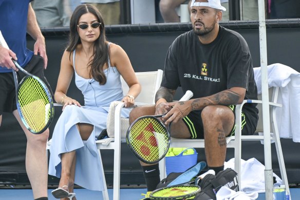 Mixed doubles: Costeen Hatzi in Viktoria & Woods, with boyfriend Nick Kyrgios.