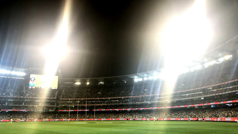 Floodlights ablaze at the MCG on Thursday night ahead of the Richmond v Hawthorn clash.