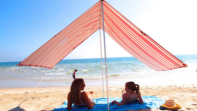 A Beachkit beach shade in action. 