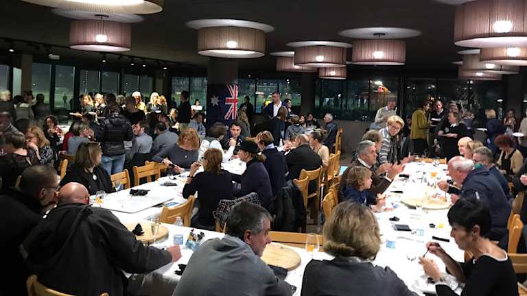 Packed house: The reception for former coach Michael Cheika at the Petrarca club on Wednesday night.