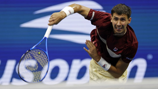 Alexei Popyrin served 24 aces against Frances Tiafoe but also nine double faults.