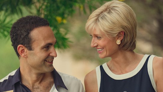 Khalid Abdalla as Dodi Fayed and Elizabeth Debicki as Princess Diana in the new season of The Crown.