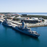 Royal Australian Navy frigates alongside HMAS Stirling in Rockingham.