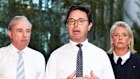 Nationals deputy leader Kevin Hogan, Nationals leader David Littleproud and leader of the Nationals in the Senate, Bridget McKenzie.